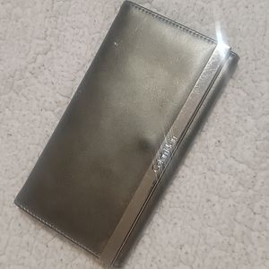 Used Calvin Klein checkbook wallet grey leather still in great condition